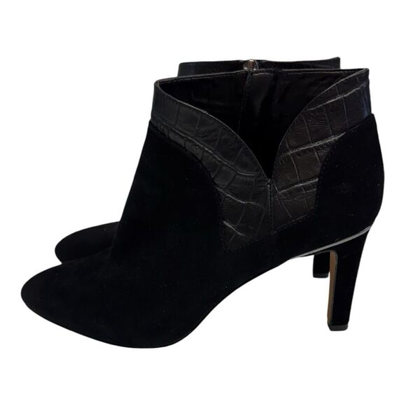Vince Camuto Black Suede Larkana Bootie Heeled Boho Shoes Size 10M - Picture 5 of 11